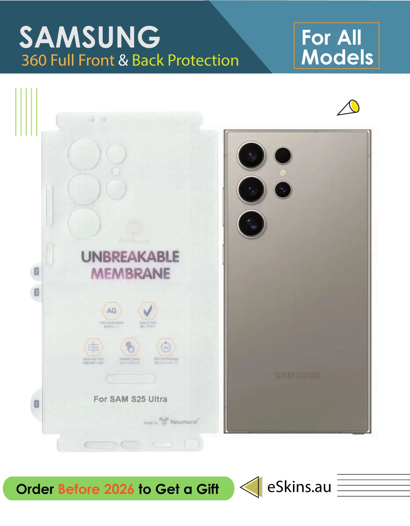 2Pcs Back Protector For Samsung Galaxy All Models With Border Frame Protective Sticker